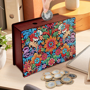 Diamond Painting Piggy Bank Wooden Coin Bank Storage Box for Home Decor and Gift