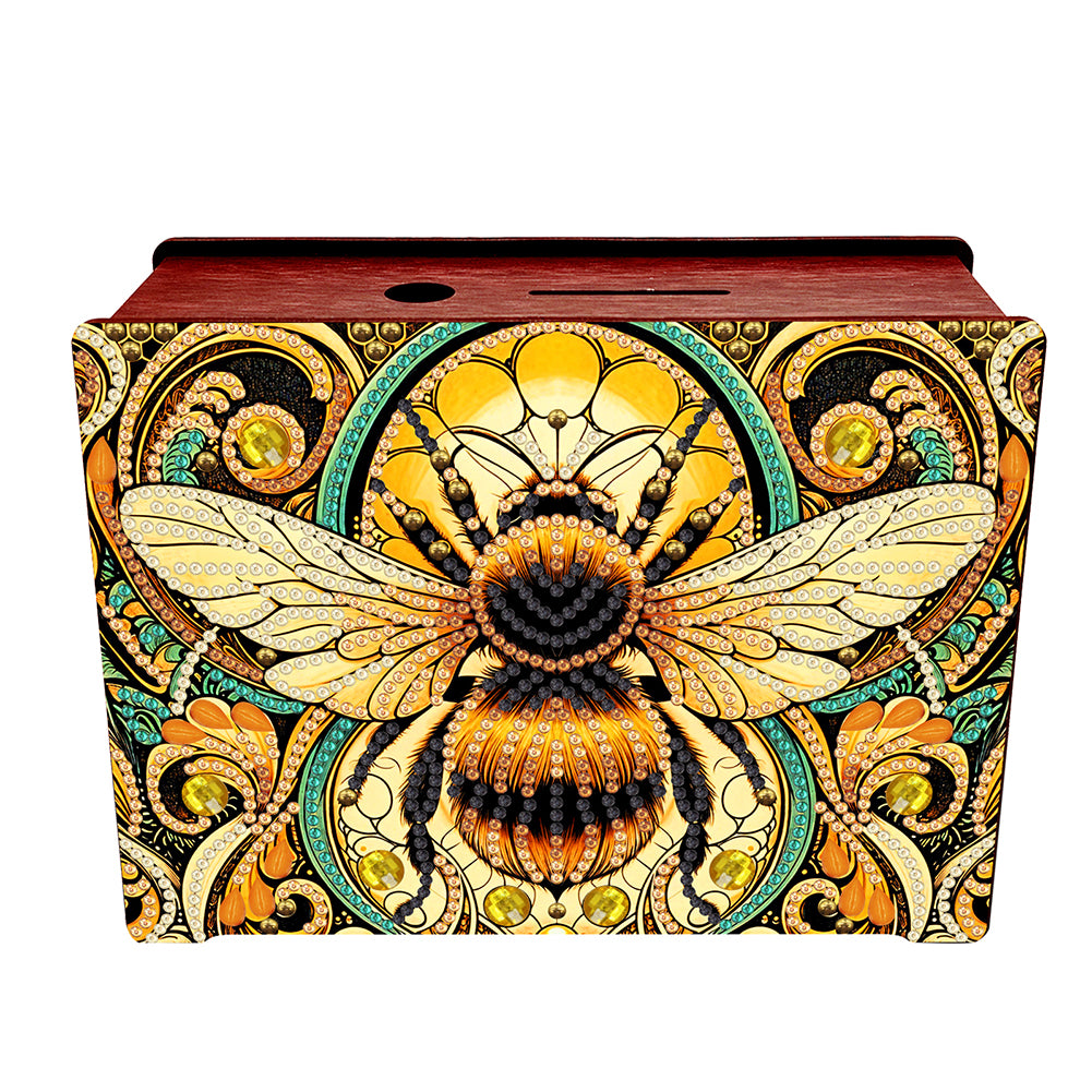 Diamond Painting Piggy Bank Wooden Coin Bank Storage Box for Home Decor and Gift