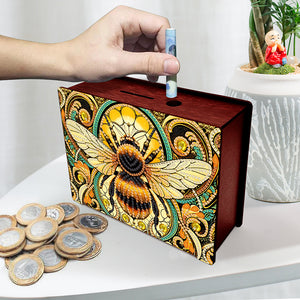 Diamond Painting Piggy Bank Wooden Coin Bank Storage Box for Home Decor and Gift