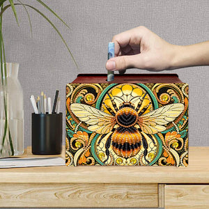 Diamond Painting Piggy Bank Wooden Coin Bank Storage Box for Home Decor and Gift