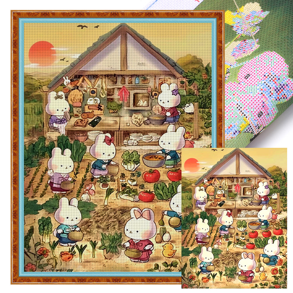 Rabbit in the Countryside-60*80CM  9CT Stamped Cross Stitch (Mona Lisa Brand)
