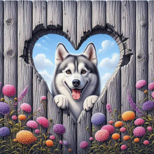 Load image into Gallery viewer, Heartwarming Dahlia Husky-Dog 30*30CM(Canvas) Full Round Drill Diamond Painting
