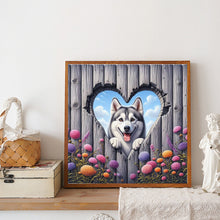 Load image into Gallery viewer, Heartwarming Dahlia Husky-Dog 30*30CM(Canvas) Full Round Drill Diamond Painting
