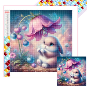 Rabbit Under Flowers 30*30CM(Picture) Full Square Drill Diamond Painting