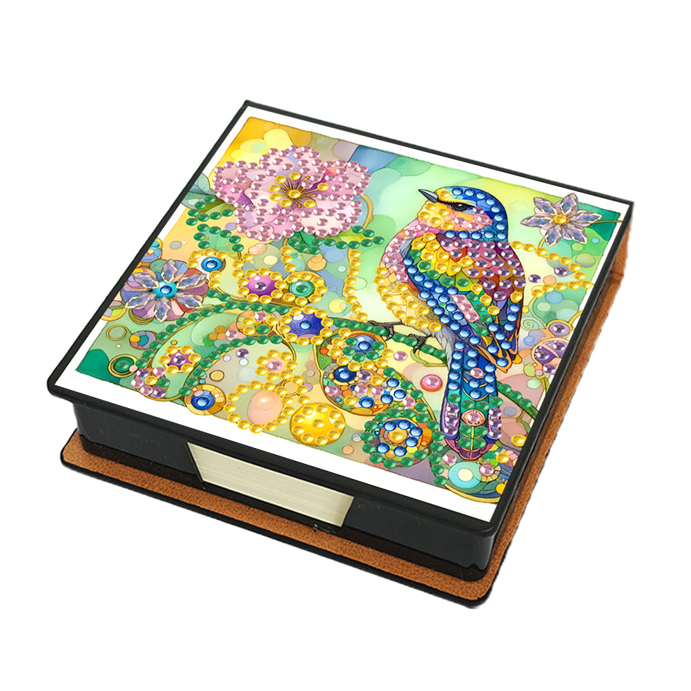Birds Leather Diamond Art Note Box with 150 Sheets of Paper for Adults Beginners
