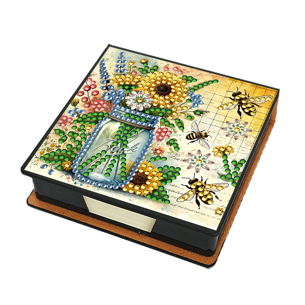 Birds Leather Diamond Art Note Box with 150 Sheets of Paper for Adults Beginners