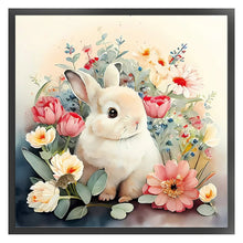 Load image into Gallery viewer, Bunny Rabbit in Flowers-50*50CM  11CT Stamped Cross Stitch (Mona Lisa Brand Silk)
