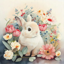 Load image into Gallery viewer, Bunny Rabbit in Flowers-50*50CM  11CT Stamped Cross Stitch (Mona Lisa Brand Silk)
