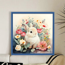 Load image into Gallery viewer, Bunny Rabbit in Flowers-50*50CM  11CT Stamped Cross Stitch (Mona Lisa Brand Silk)
