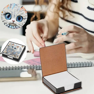 Cross Leather Diamond Art Note Box with 160 Sheets of Paper for Adults Beginners