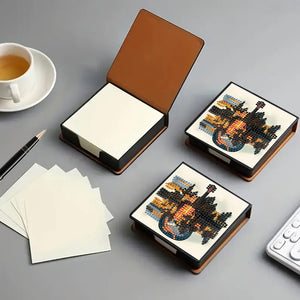 Cross Leather Diamond Art Note Box with 160 Sheets of Paper for Adults Beginners