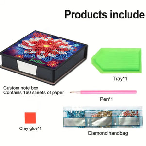 Cross Leather Diamond Art Note Box with 160 Sheets of Paper for Adults Beginners