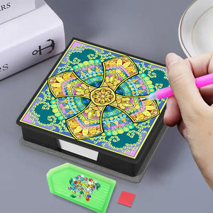 Cross Leather Diamond Art Note Box with 160 Sheets of Paper for Adults Beginners