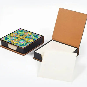 Cross Leather Diamond Art Note Box with 160 Sheets of Paper for Adults Beginners