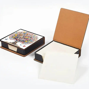 Cross Leather Diamond Art Note Box with 160 Sheets of Paper for Adults Beginners
