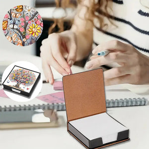 Cross Leather Diamond Art Note Box with 160 Sheets of Paper for Adults Beginners