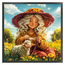 Load image into Gallery viewer, Old Lady and Sheep-45*45CM  16CT Stamped Cross Stitch
