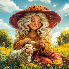 Load image into Gallery viewer, Old Lady and Sheep-45*45CM  16CT Stamped Cross Stitch
