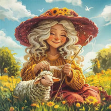 Load image into Gallery viewer, Old Lady and Sheep-45*45CM  16CT Stamped Cross Stitch
