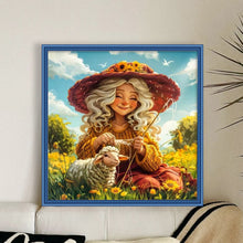 Load image into Gallery viewer, Old Lady and Sheep-45*45CM  16CT Stamped Cross Stitch

