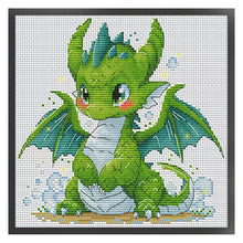 Load image into Gallery viewer, Cute little green dragon-25*25CM  16CT Stamped Cross Stitch (Fairy Brand)
