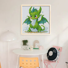 Load image into Gallery viewer, Cute little green dragon-25*25CM  16CT Stamped Cross Stitch (Fairy Brand)
