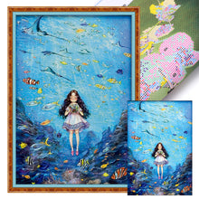 Load image into Gallery viewer, Girl in the underwater world-62*85CM  9CT Stamped Cross Stitch (Mona Lisa Brand)
