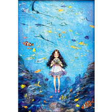 Load image into Gallery viewer, Girl in the underwater world-62*85CM  9CT Stamped Cross Stitch (Mona Lisa Brand)
