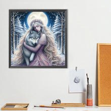 Load image into Gallery viewer, Purple-Haired Girl And The Wolf 40*40CM(Canvas) Full Round Drill Diamond Painting
