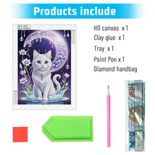 Load image into Gallery viewer, Purple Moonlight Cat 30*40CM(Canvas) Partial Special Shaped Drill Diamond Painting
