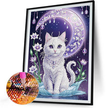 Load image into Gallery viewer, Purple Moonlight Cat 30*40CM(Canvas) Partial Special Shaped Drill Diamond Painting

