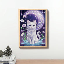 Load image into Gallery viewer, Purple Moonlight Cat 30*40CM(Canvas) Partial Special Shaped Drill Diamond Painting

