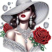 Load image into Gallery viewer, Elegant Woman In A Top Hat 30*30CM(Canvas) Partial Special Shaped Drill Diamond Painting
