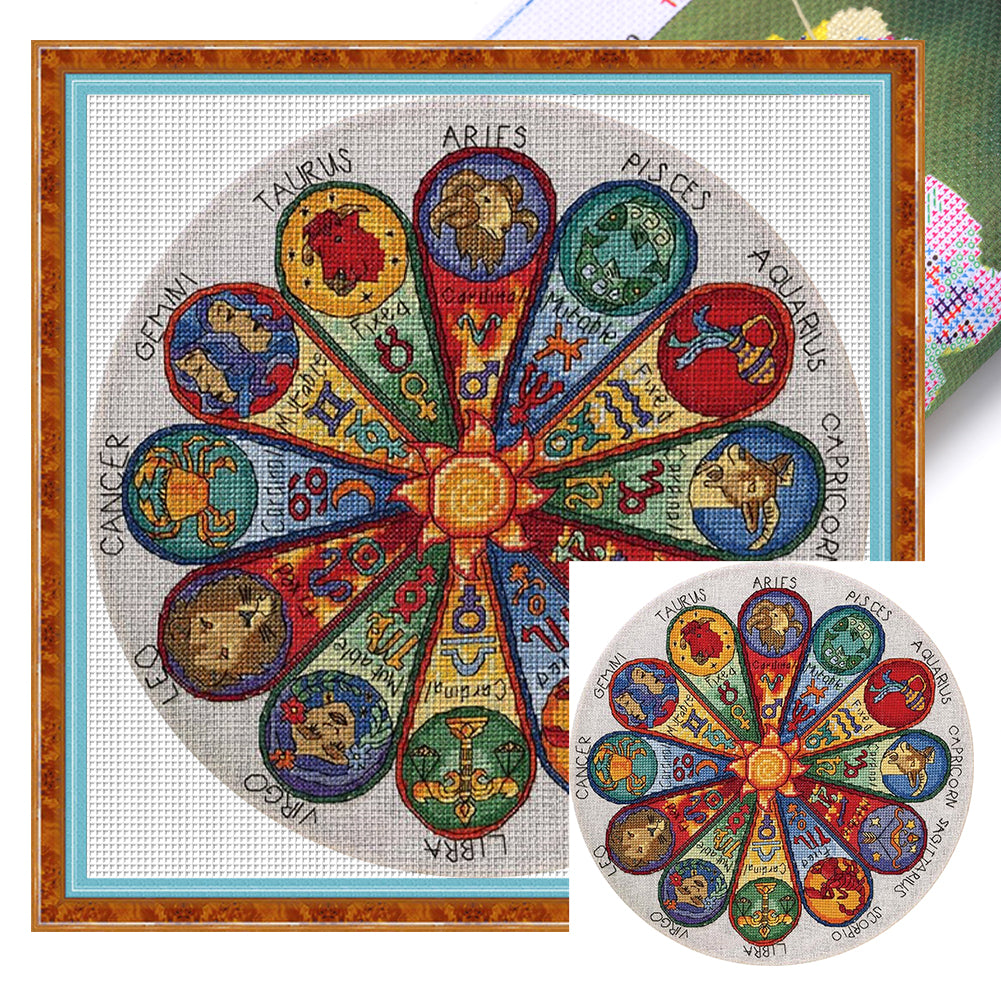 Magazine-circular 12 constellations-35*35CM  14CT Stamped Cross Stitch (Xiaobai Brand)
