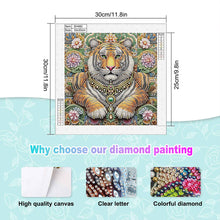 Load image into Gallery viewer, Lion In Flowers 30*30CM(Canvas) Partial Special Shaped Drill Diamond Painting
