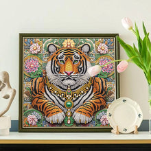 Load image into Gallery viewer, Lion In Flowers 30*30CM(Canvas) Partial Special Shaped Drill Diamond Painting

