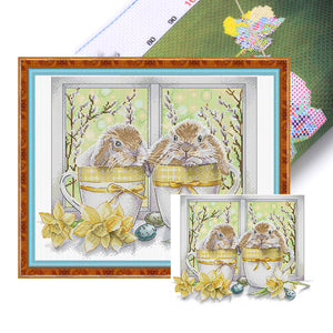 Easter bunny-38*31CM  14CT Stamped Cross Stitch (Joy Sunday)