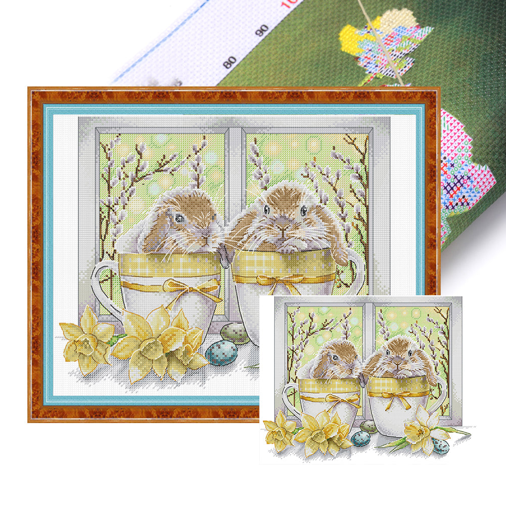 Easter bunny-38*31CM  14CT Stamped Cross Stitch (Joy Sunday)
