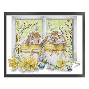 Easter bunny-38*31CM  14CT Stamped Cross Stitch (Joy Sunday)