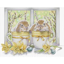 Load image into Gallery viewer, Easter bunny-38*31CM  14CT Stamped Cross Stitch (Joy Sunday)
