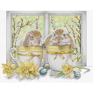Easter bunny-38*31CM  14CT Stamped Cross Stitch (Joy Sunday)