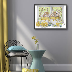Easter bunny-38*31CM  14CT Stamped Cross Stitch (Joy Sunday)