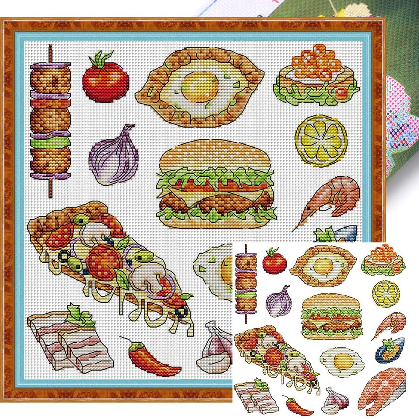 Food Collection - Partial 14CT Stamped Cross Stitch 27x27CM - Joy Sunday Backstitch