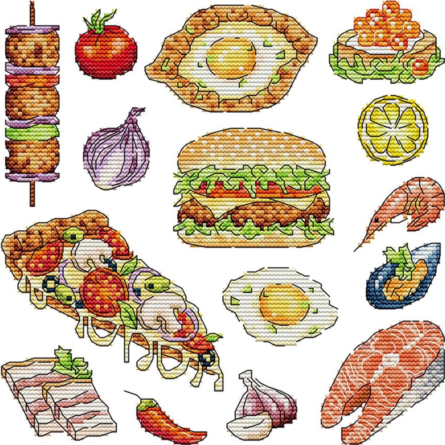 Food Collection - Partial 14CT Stamped Cross Stitch 27x27CM - Joy Sunday Backstitch