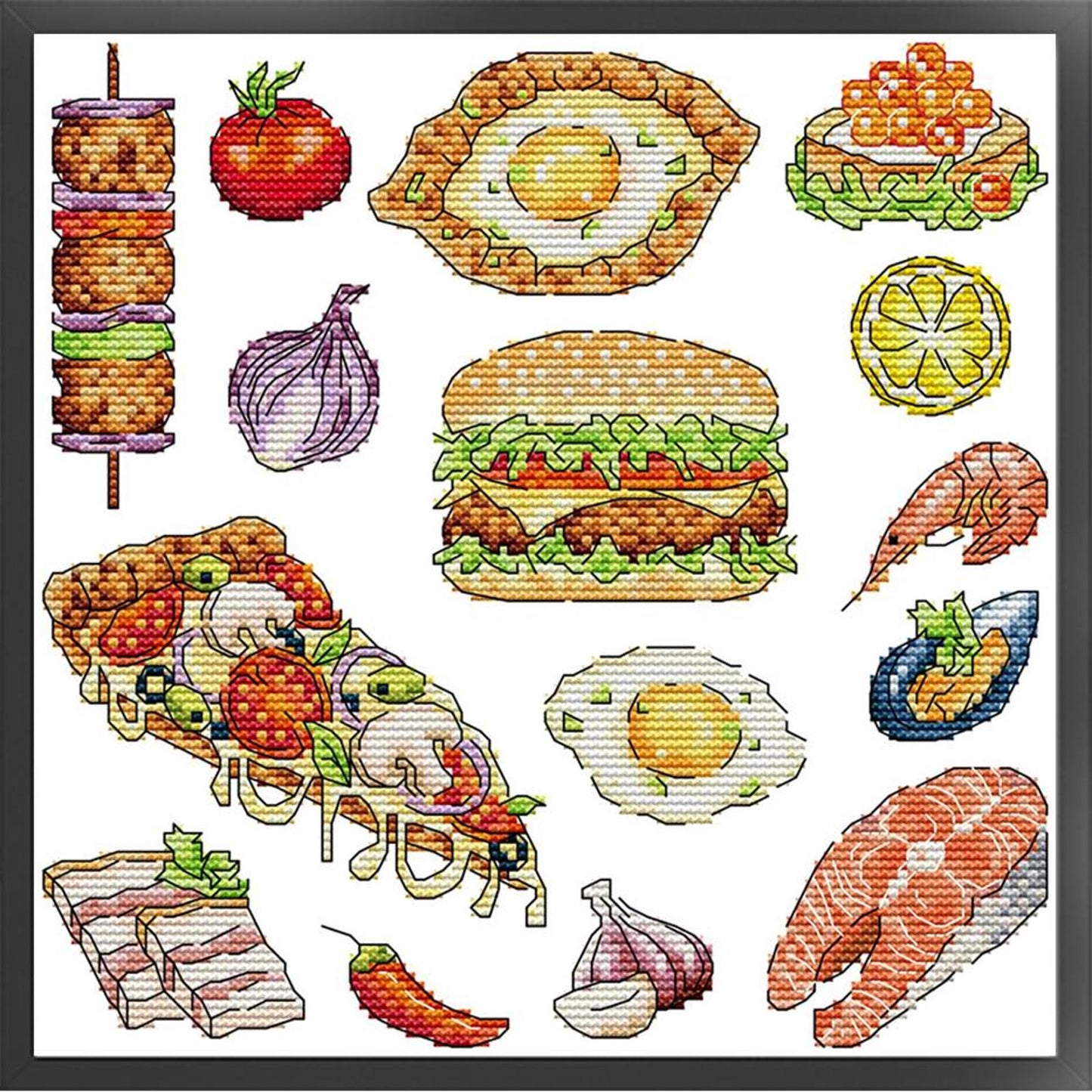 Food Collection - Partial 14CT Stamped Cross Stitch 27x27CM - Joy Sunday Backstitch