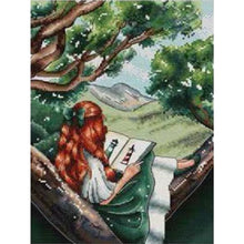 Load image into Gallery viewer, Girl&#39;s Back - Girl Reading on Book-29*37CM  14CT Stamped Cross Stitch (Xiaobai Brand)
