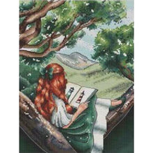 Load image into Gallery viewer, Girl&#39;s Back - Girl Reading on Book-29*37CM  14CT Stamped Cross Stitch (Xiaobai Brand)

