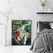 Load image into Gallery viewer, Girl&#39;s Back - Girl Reading on Book-29*37CM  14CT Stamped Cross Stitch (Xiaobai Brand)
