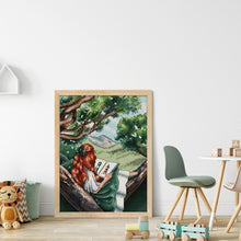 Load image into Gallery viewer, Girl&#39;s Back - Girl Reading on Book-29*37CM  14CT Stamped Cross Stitch (Xiaobai Brand)
