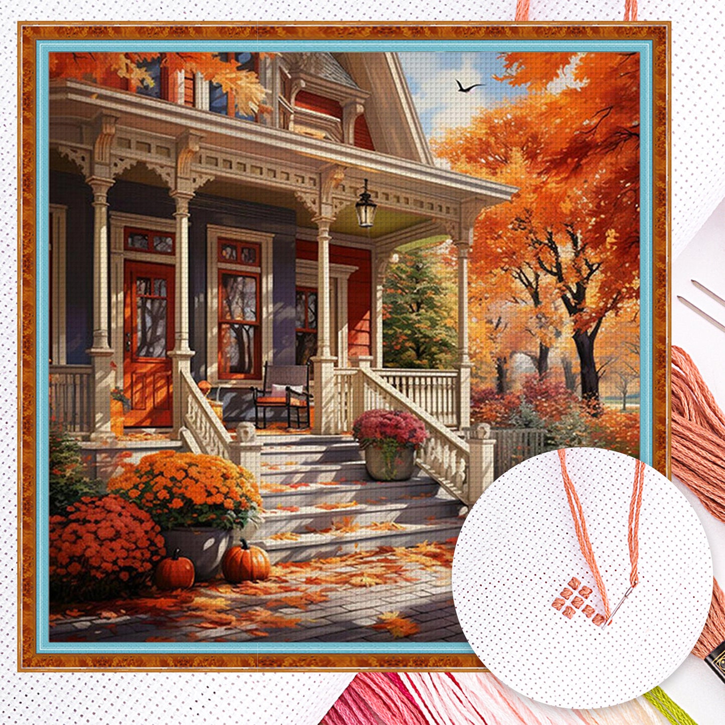 Autumn Scenery - Full 14CT Counted Cross Stitch 50x50CM - Huacan